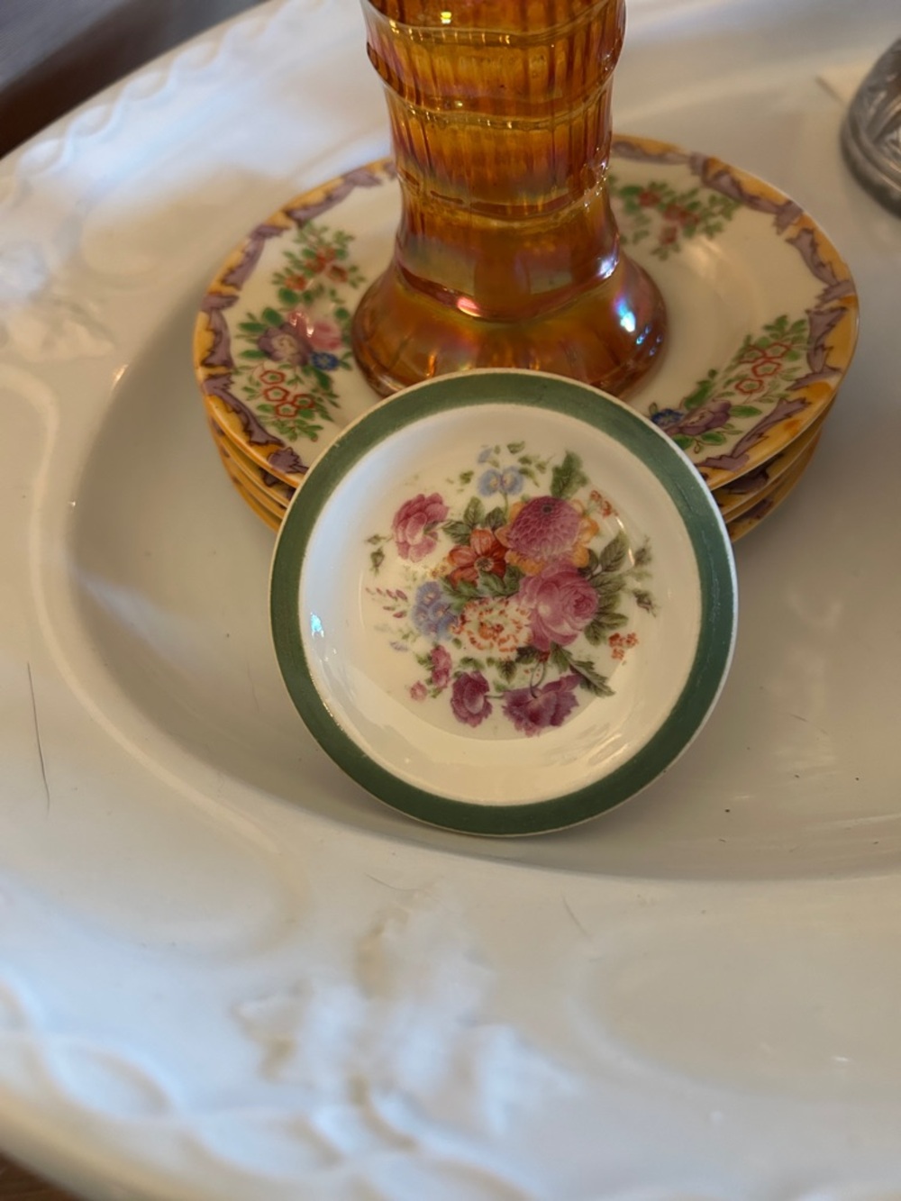 Vintage Limoges Chunky White Floral Butter Pat